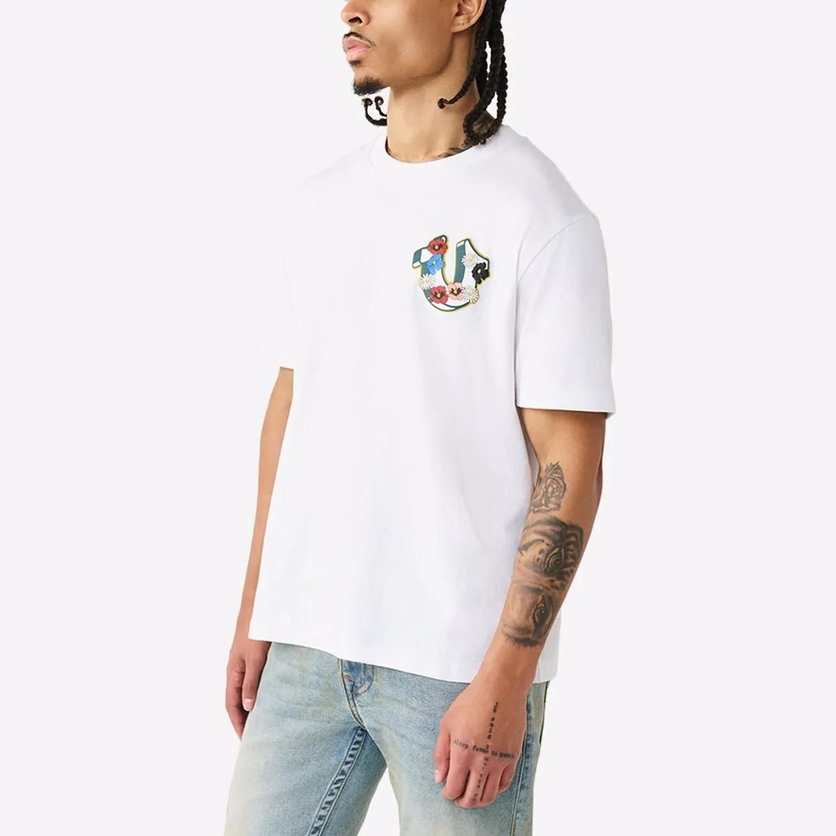 T-Shirt mit Blumenlogo-Grafik