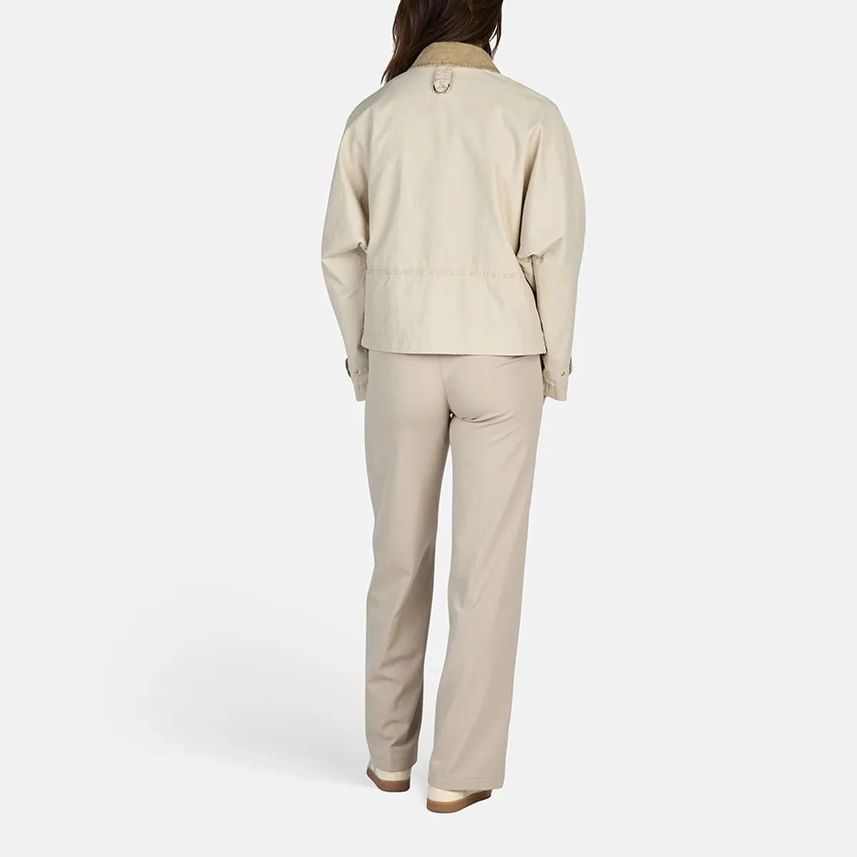 Beige Jacke mit Cordkragen aus Baumwollmischung