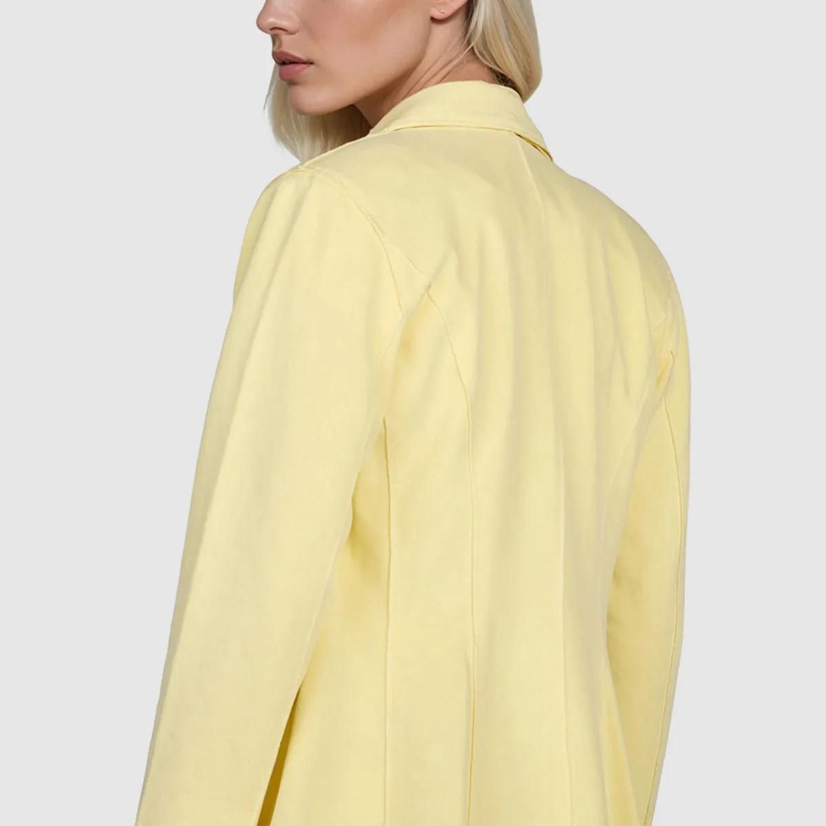 Taillierter hellgelber Blazer aus Baumwollmischung