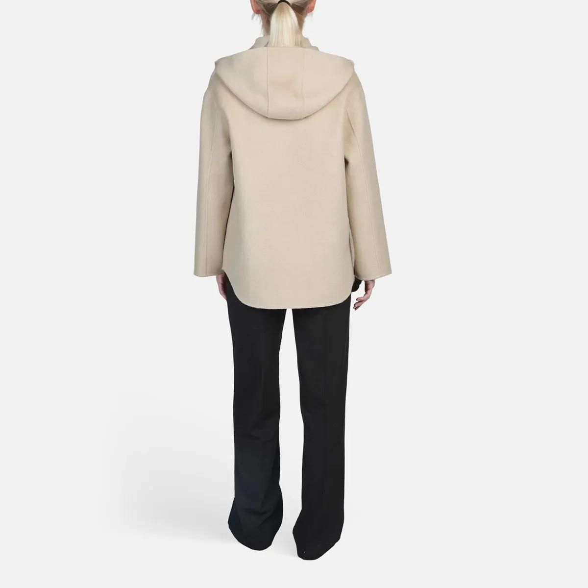 Kapuzenjacke mit Reißverschluss in Creme