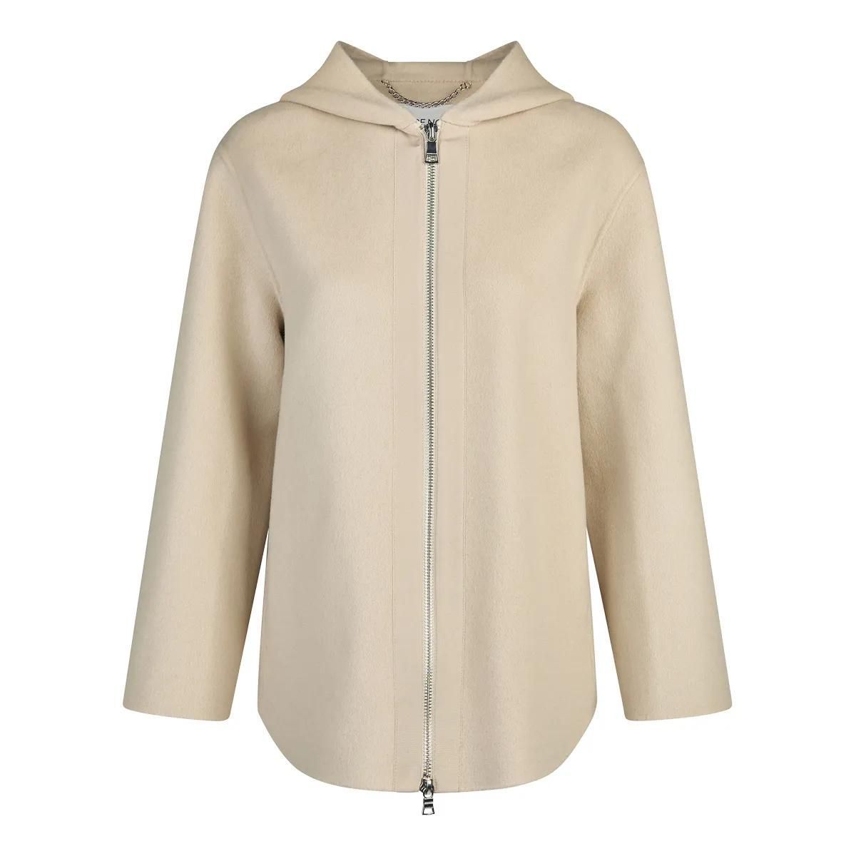 Kapuzenjacke mit Reißverschluss in Creme