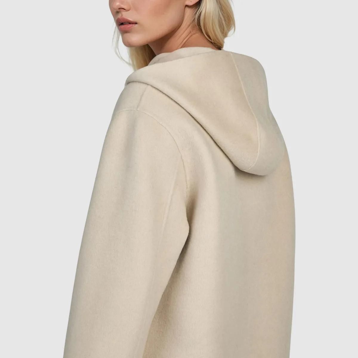 Kapuzenjacke mit Reißverschluss in Creme