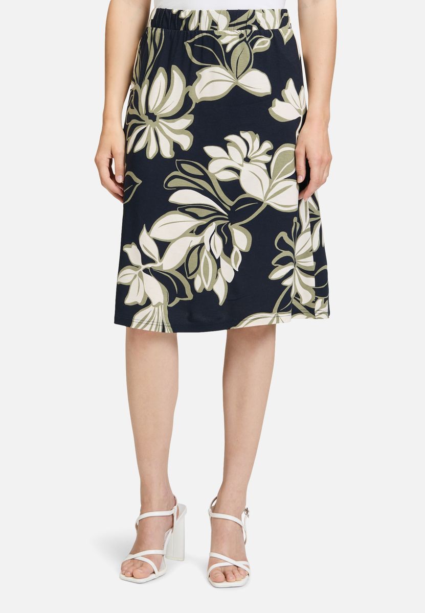 Midirock mit Blumenmuster und Gummizug