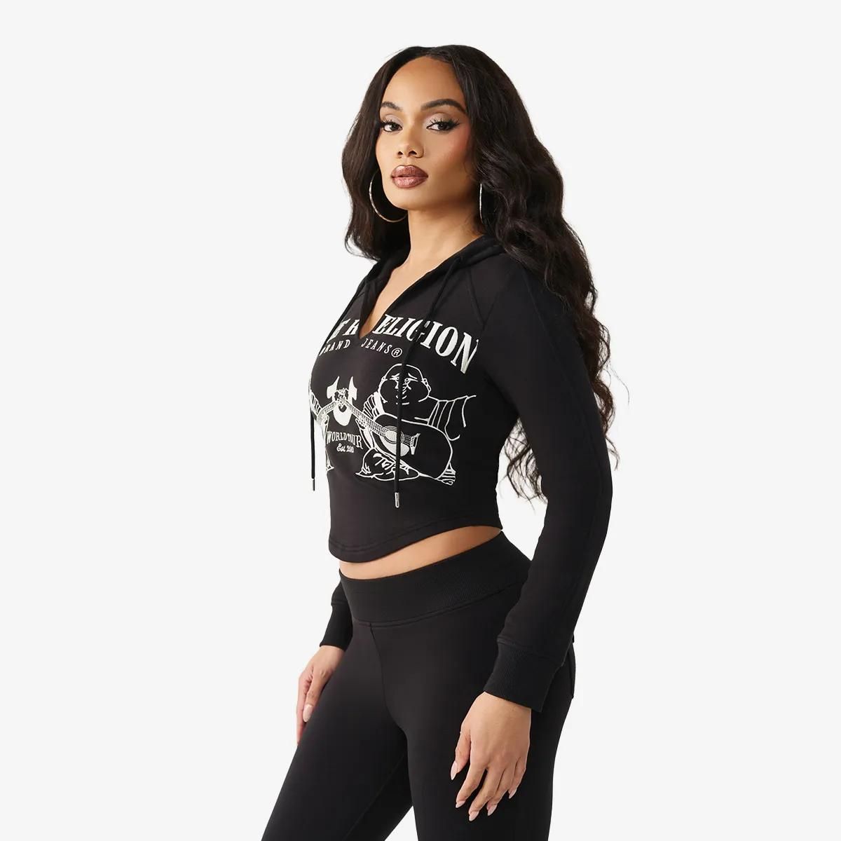 Cropped Hoodie mit Grafikprint