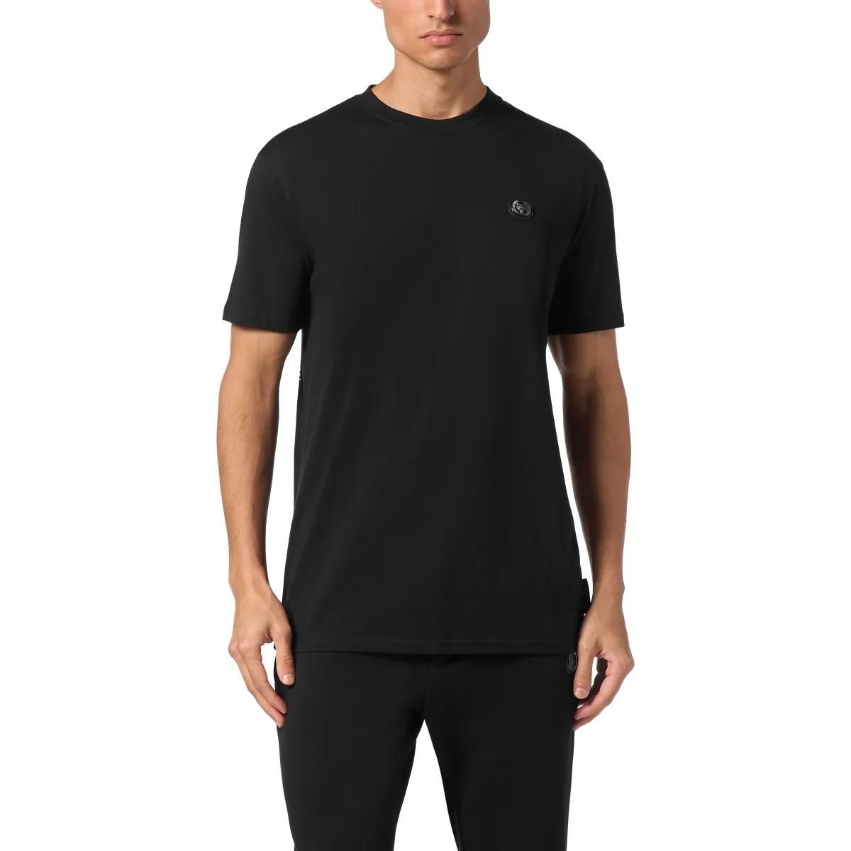 Schwarzes Herren T-Shirt mit Rundhalsausschnitt