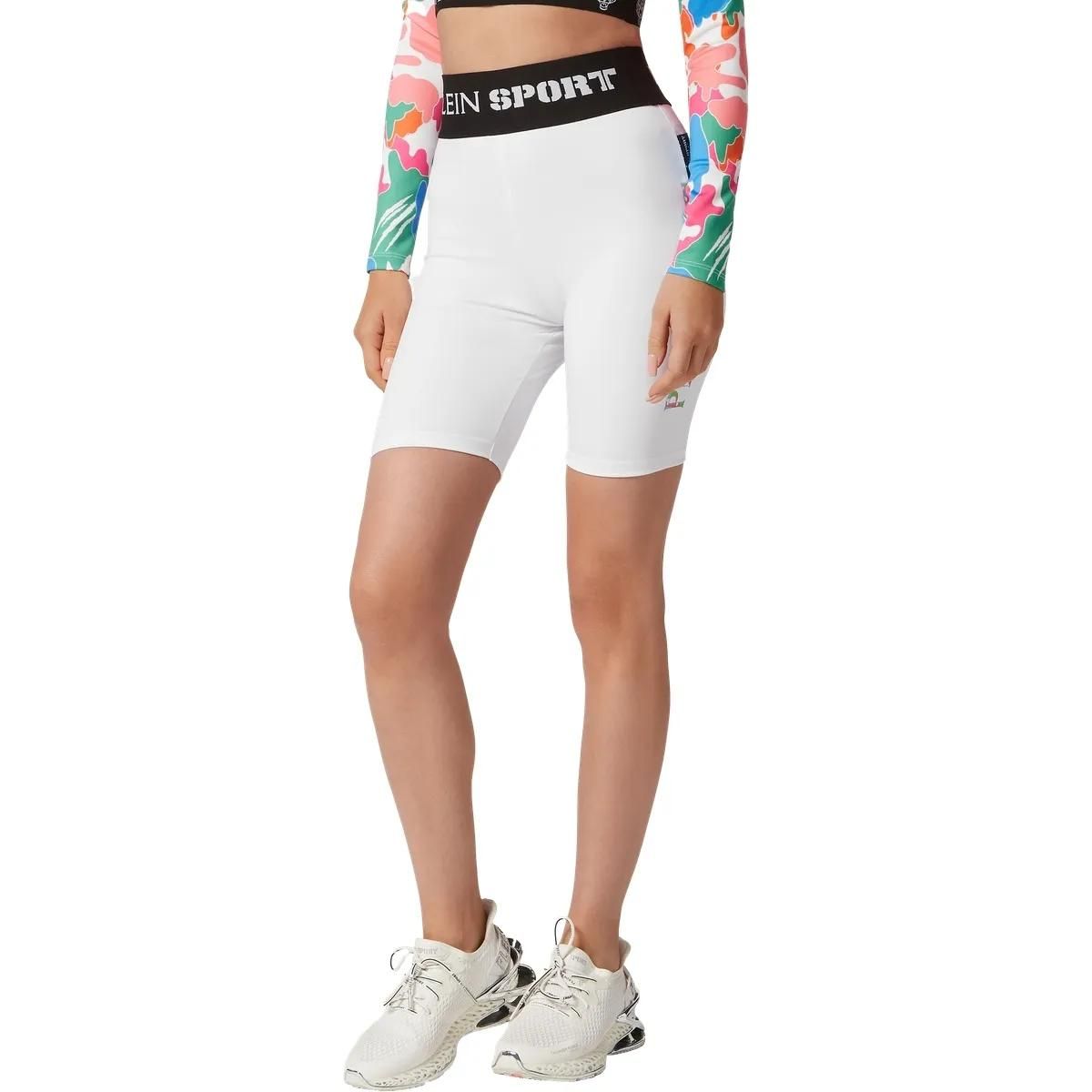 Weiße, hochtaillierte Radlerhose