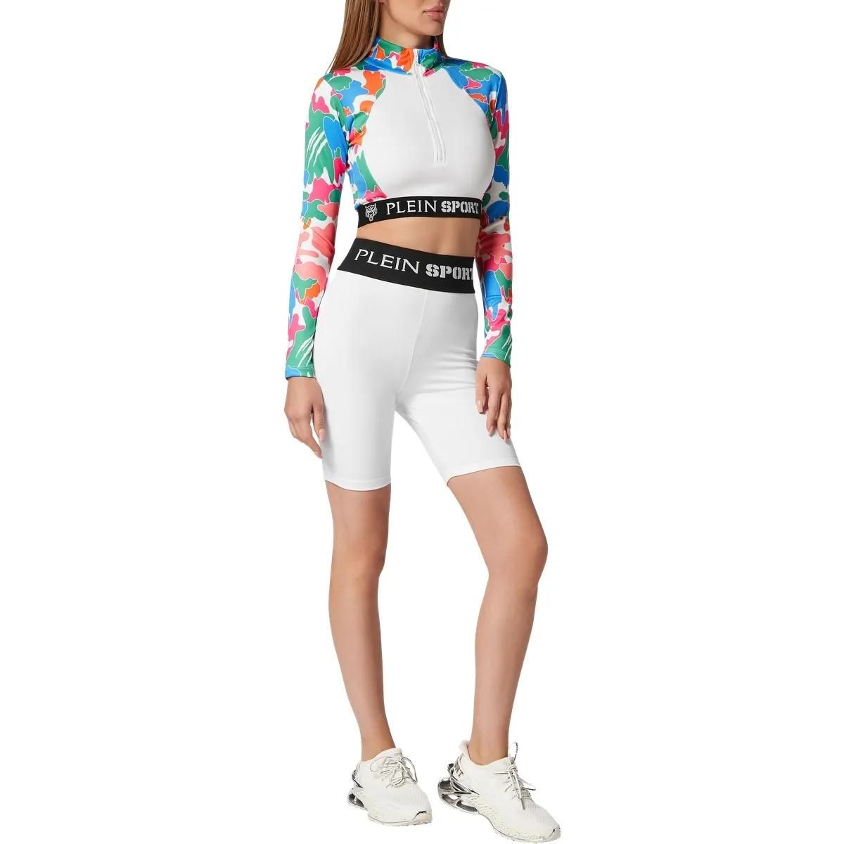 Weiße, hochtaillierte Radlerhose