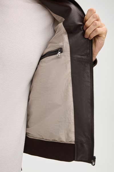 Windsor Lederjacke Braun Nappa Bomber Style Rippdetails