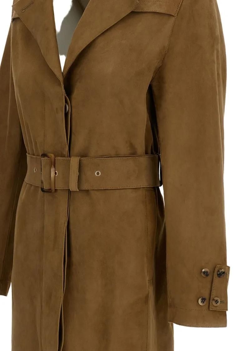 Eleganter Wildleder-Trenchcoat mit Gürtel