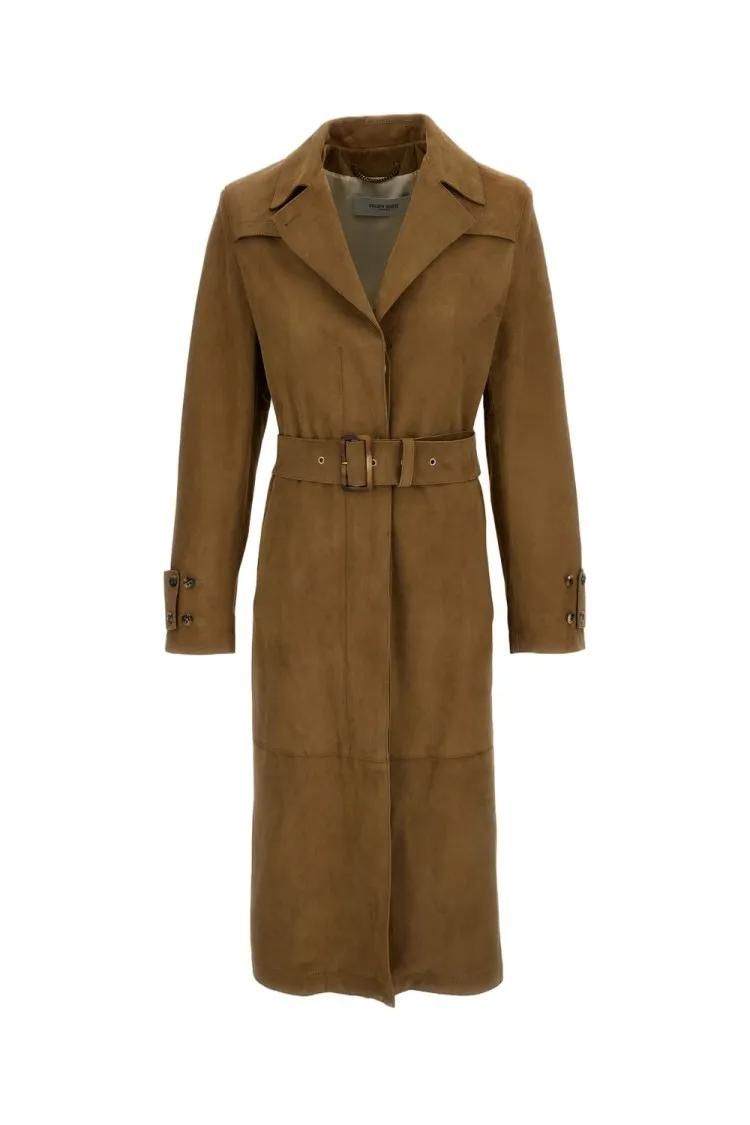 Eleganter Wildleder-Trenchcoat mit Gürtel
