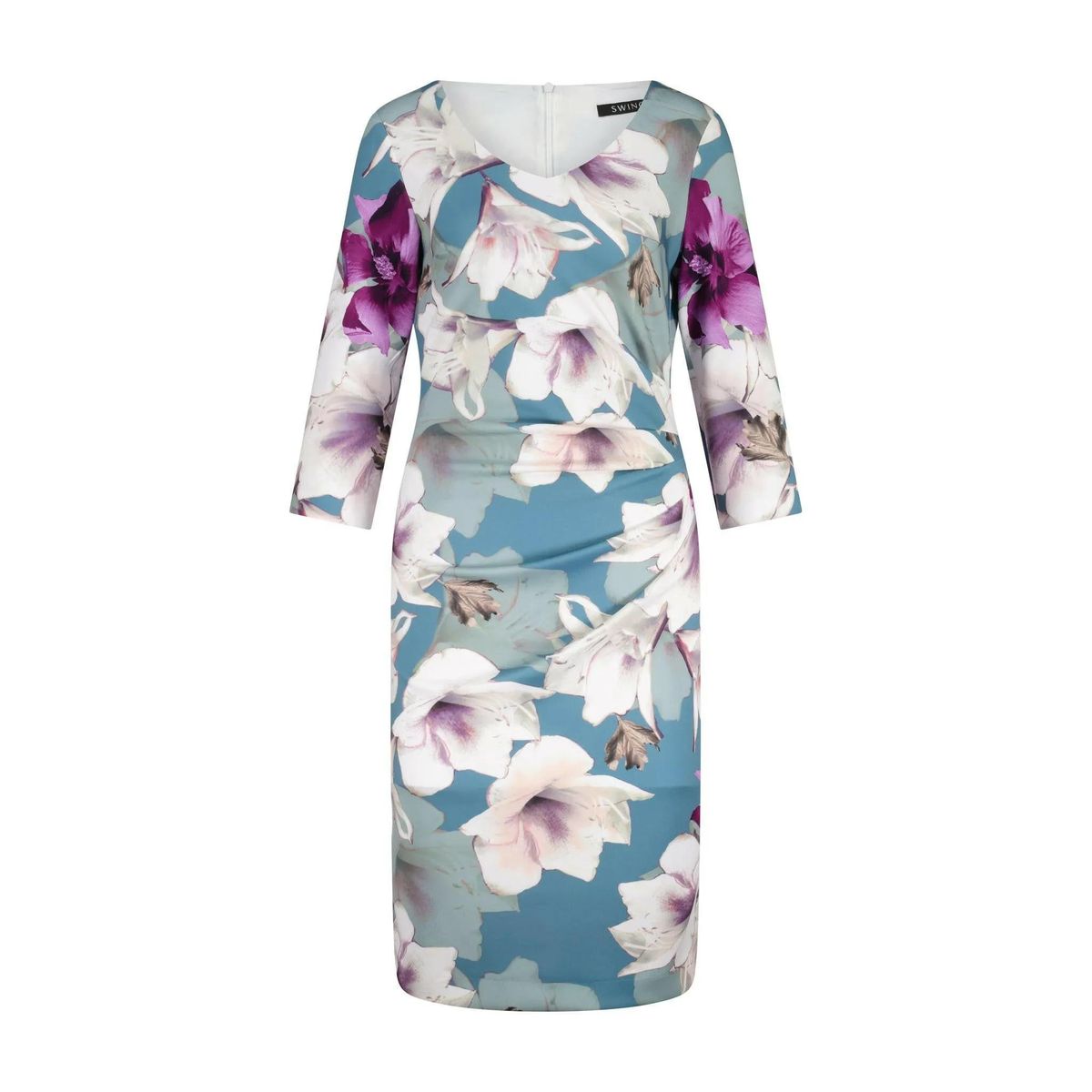 Cocktailkleid mit Blumenmuster und Ärmeln