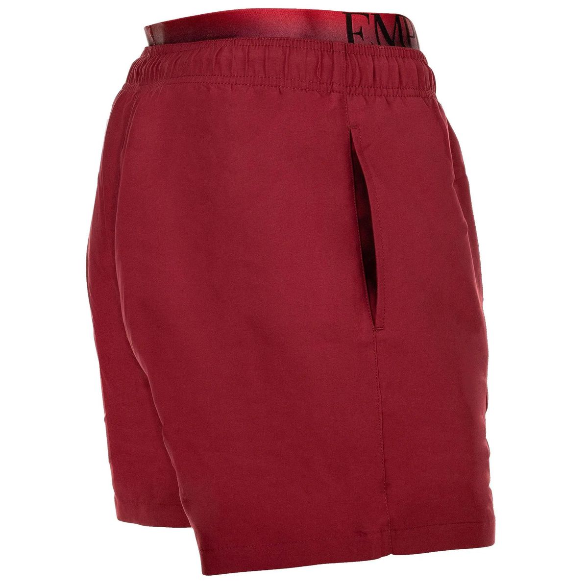 Rote gewebte Badeshorts mit Logo-Bund