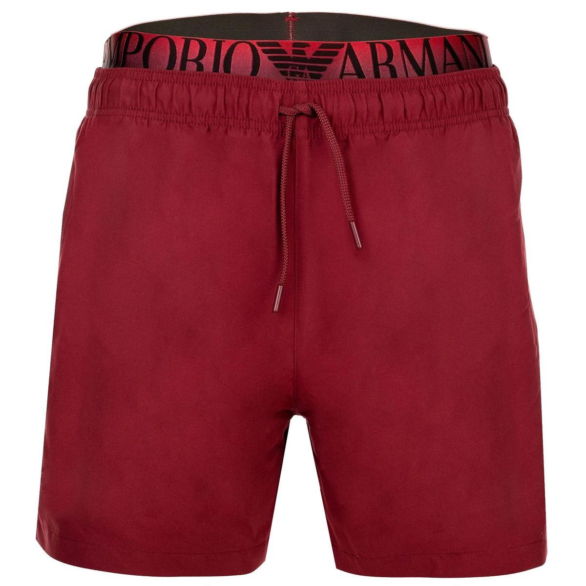 Rote gewebte Badeshorts mit Logo-Bund