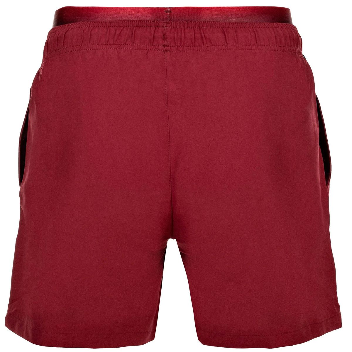 Rote gewebte Badeshorts mit Logo-Bund