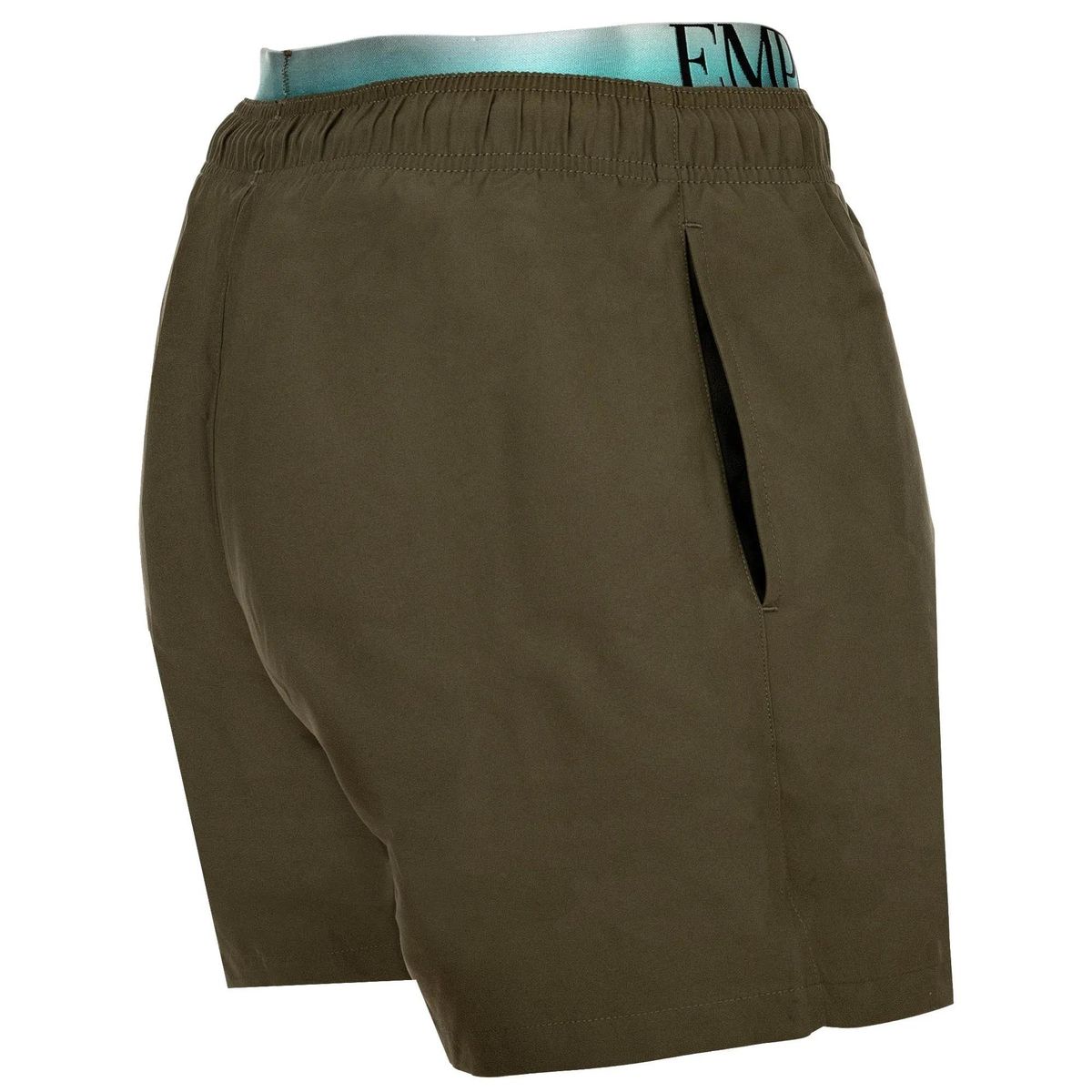 Olivgrüne Badeshorts aus Webstoff