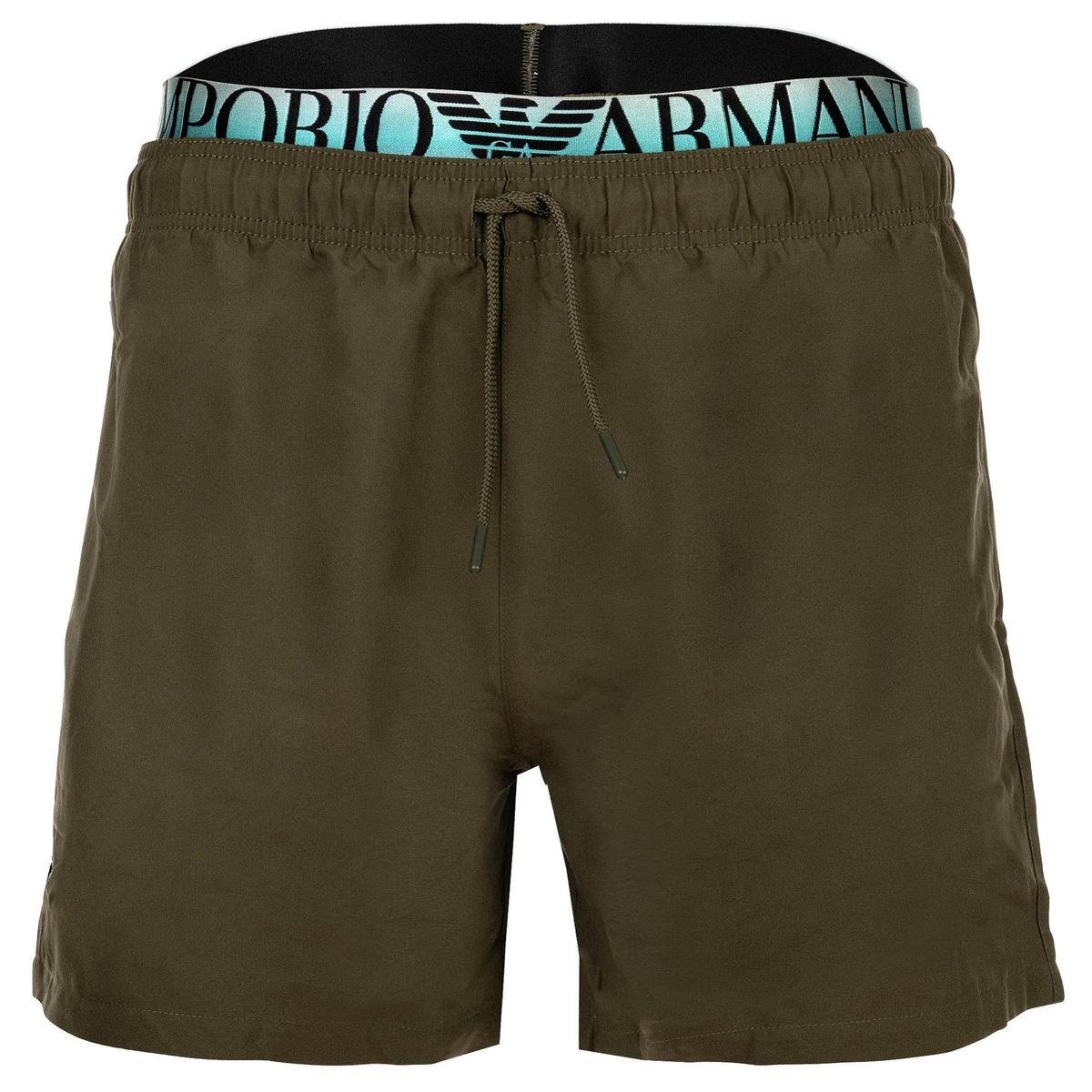 Olivgrüne Badeshorts aus Webstoff