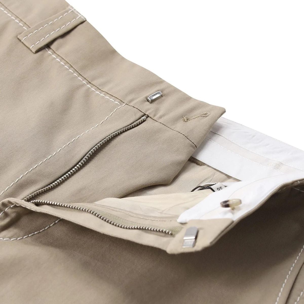 Khaki A-Linien Midirock aus Baumwolle