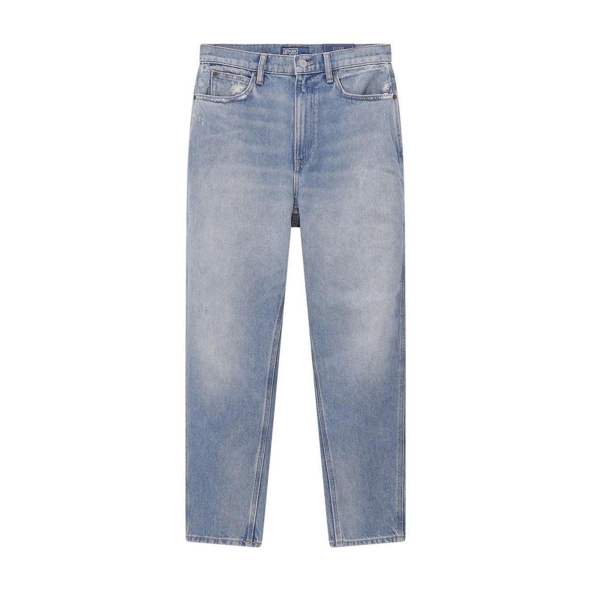 Hochtaillierte, geschwungene Tapered Jeans