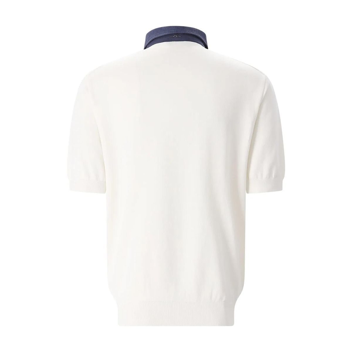 Polohemd aus Baumwollseide mit Kontrastkragen