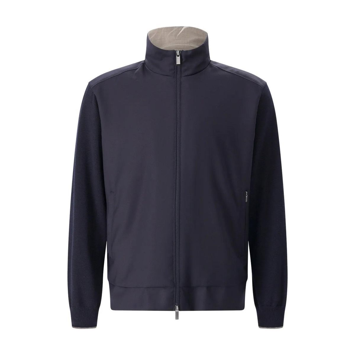 Moderne Wollmischjacke mit Strickärmeln