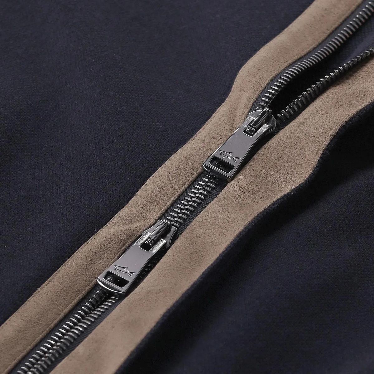 Marineblaue Strickjacke aus Wolle mit Reißverschluss