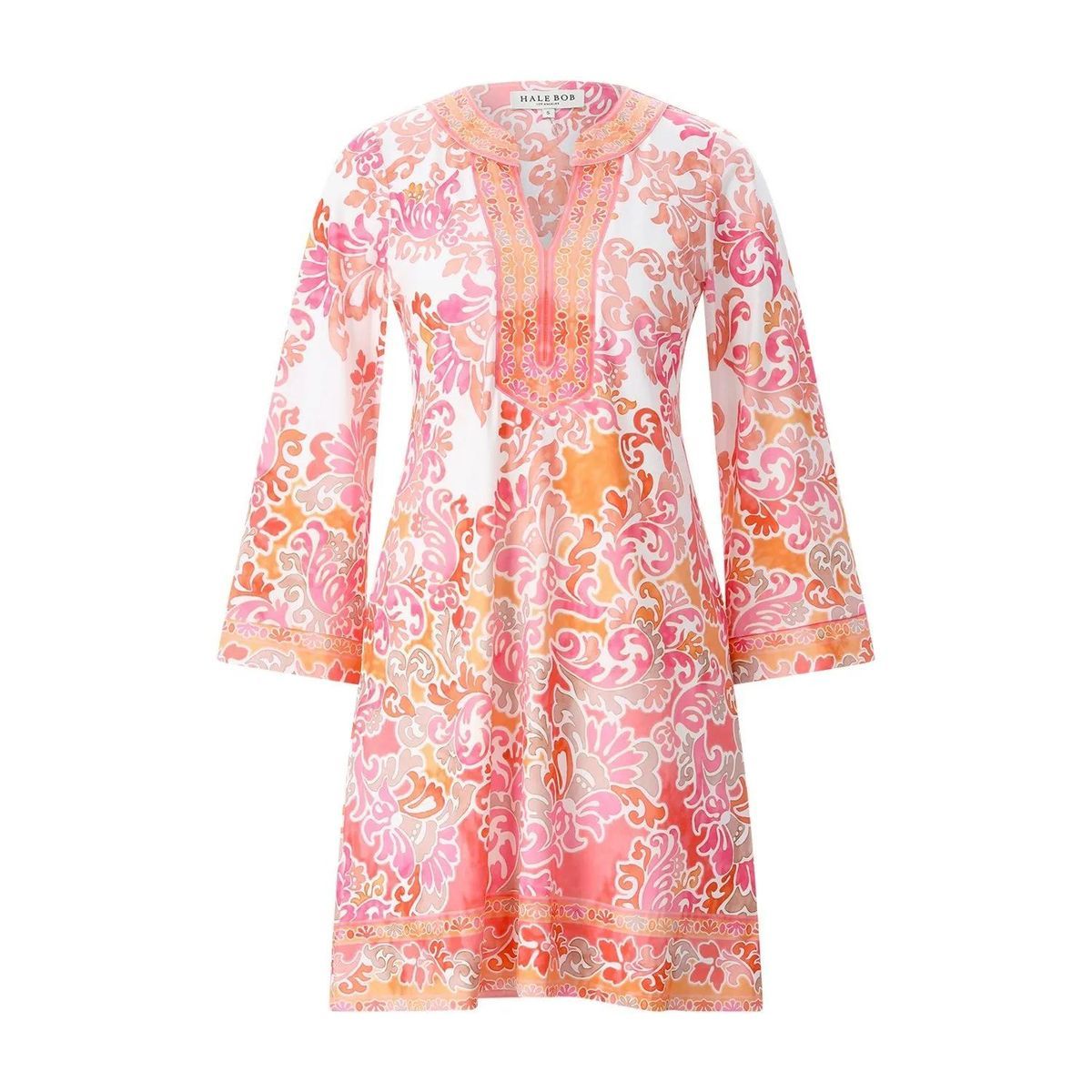 Gemustertes Minikleid mit V-Ausschnitt