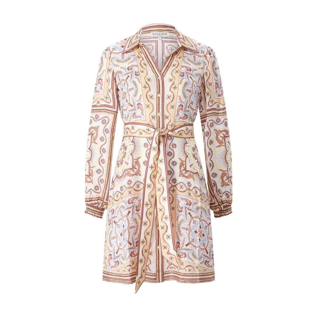 Mini-Kleid aus Seidenmischung mit Boho-Print