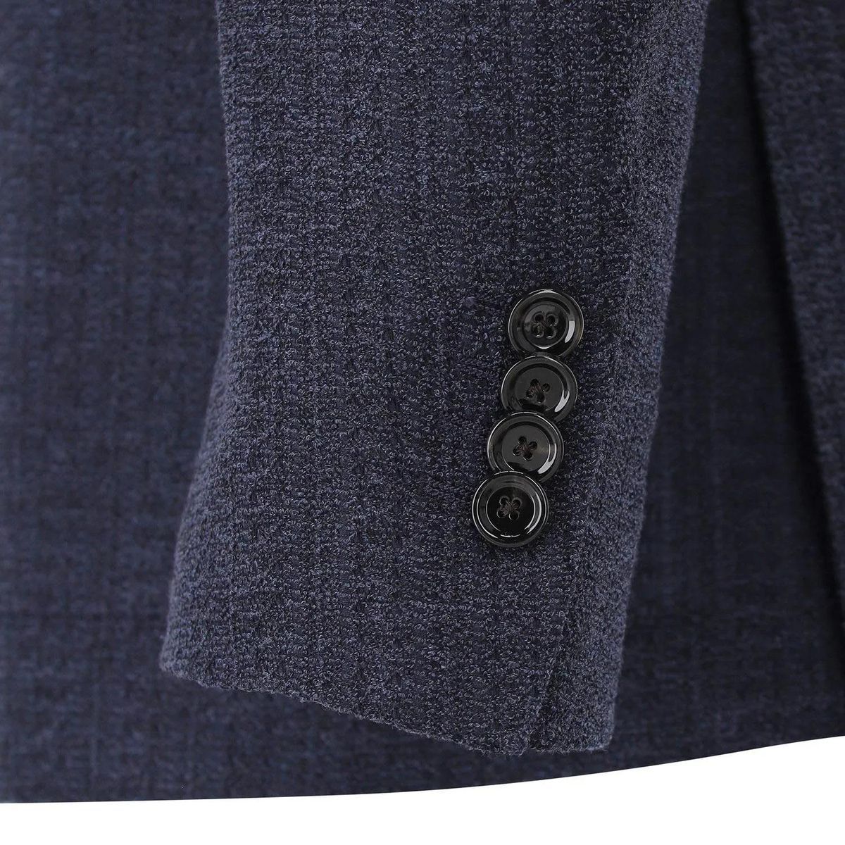 Blazer aus marineblauem Seidenmix mit Reversnadel