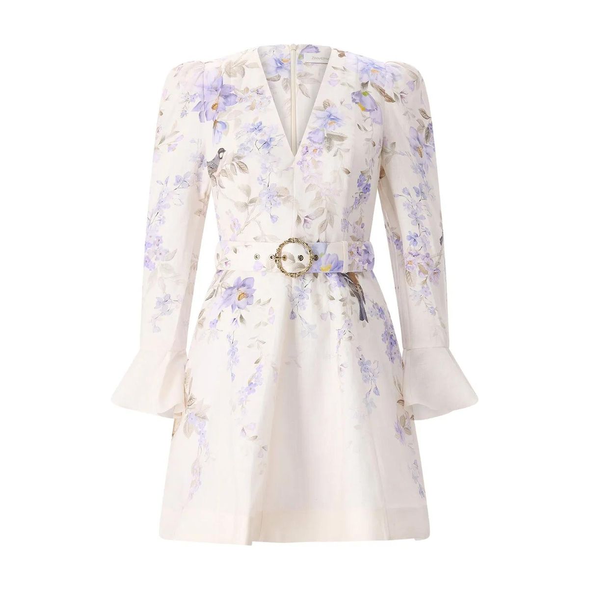 Mini-Kleid mit Blumendruck und Gürtel