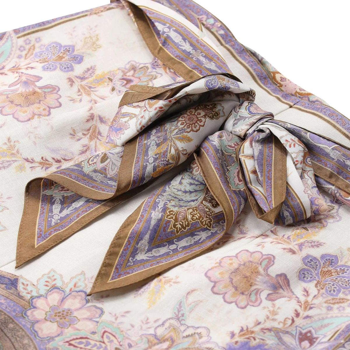 Leinen-Shorts mit floralem Paisley-Print