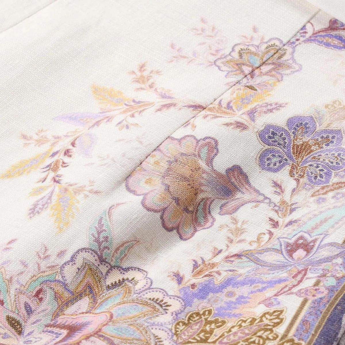 Leinen-Shorts mit floralem Paisley-Print