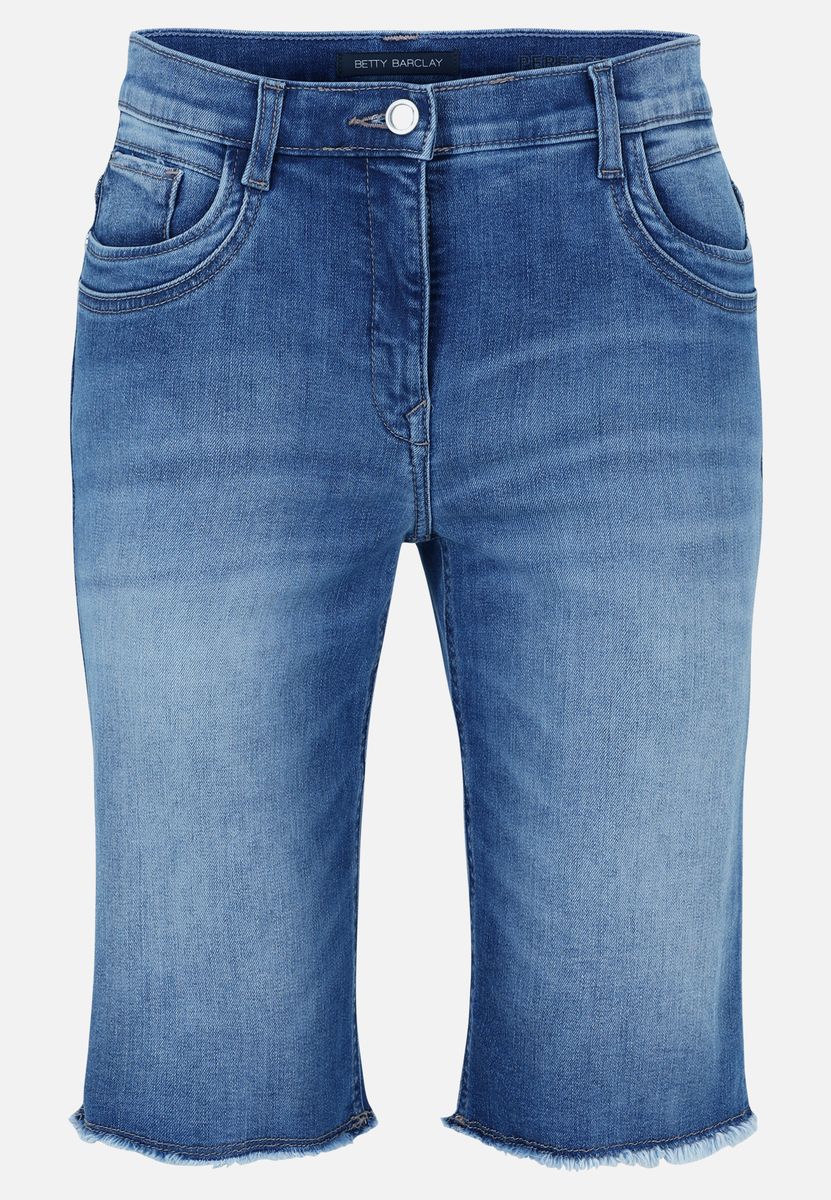 Jeans-Bermudashorts mit ausgefranstem Saum