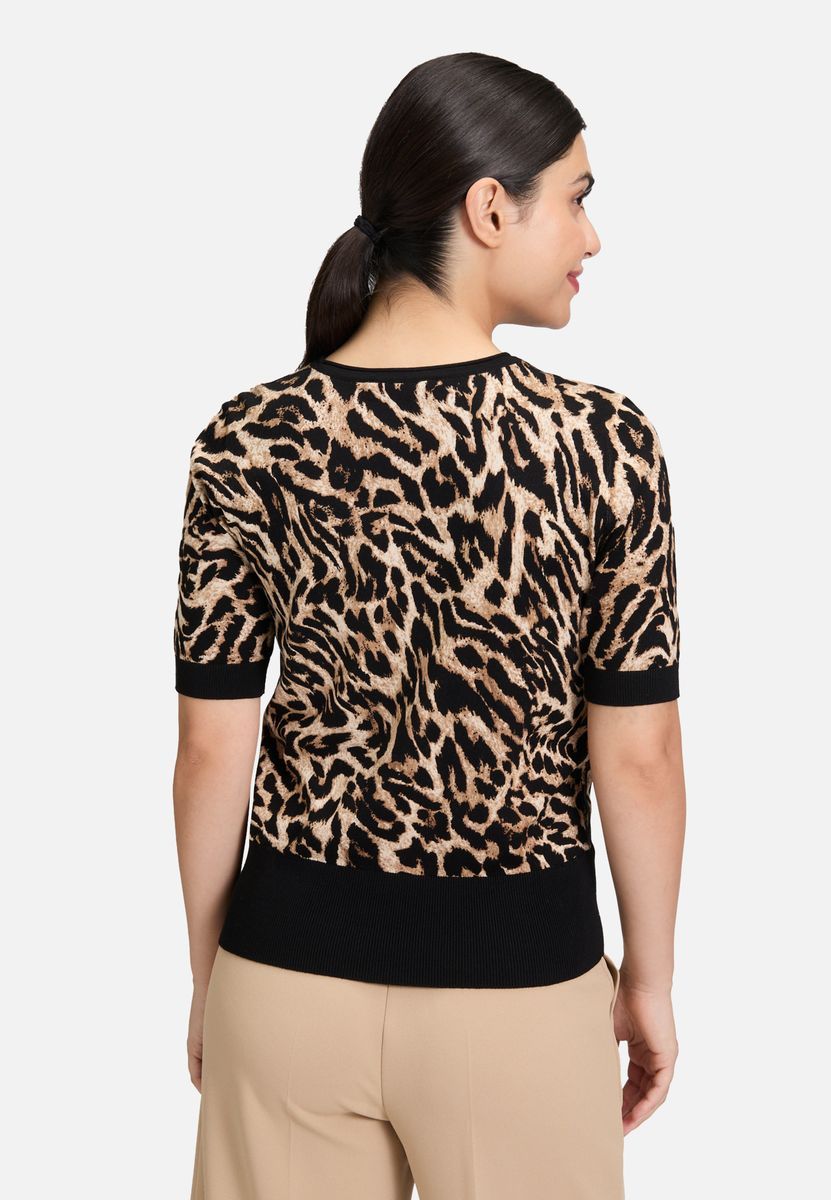 Feinstrickoberteil mit Animal-Print