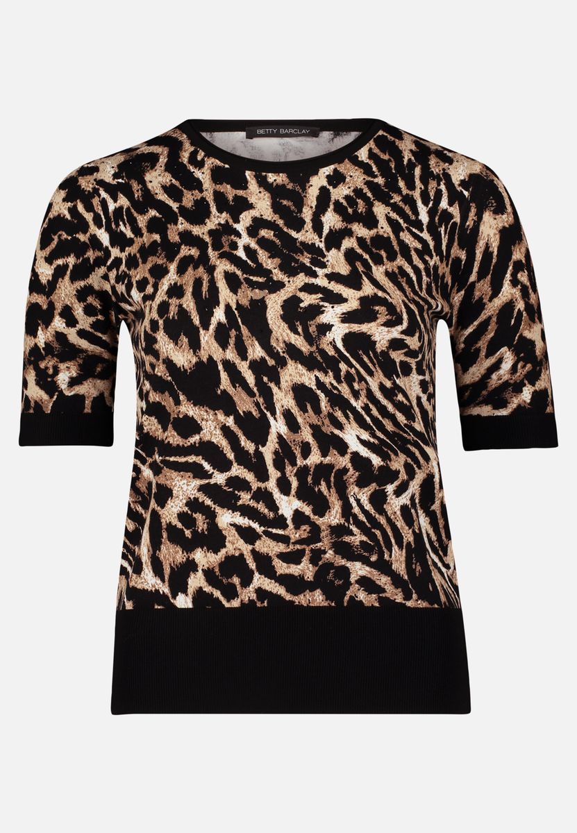 Feinstrickoberteil mit Animal-Print