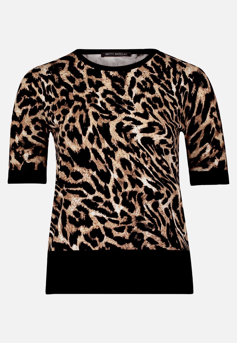 Feinstrickoberteil mit Animal-Print