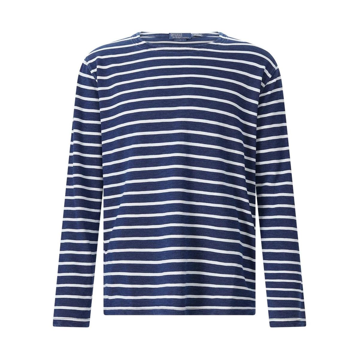 Gestreiftes Langarm-Baumwoll-T-Shirt