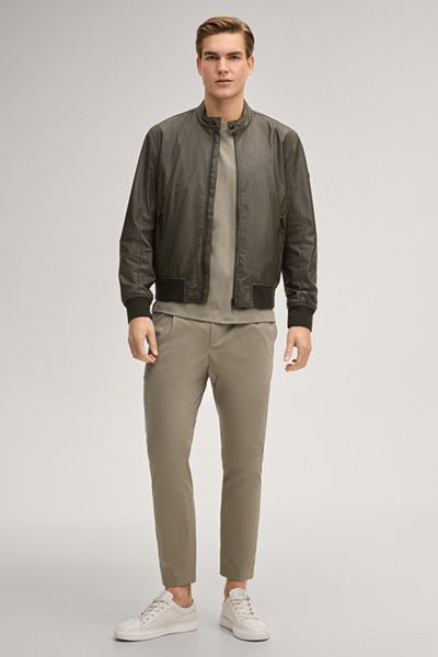 Mano Leder Grüne Bomberjacke Nappa Leder Blouson Stehkragen