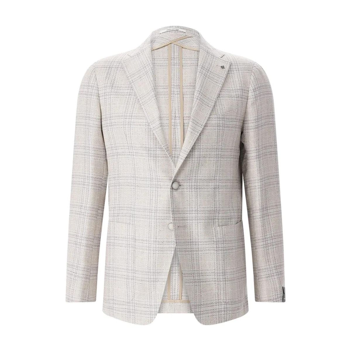 Beige karierter Blazer aus Wollmischung