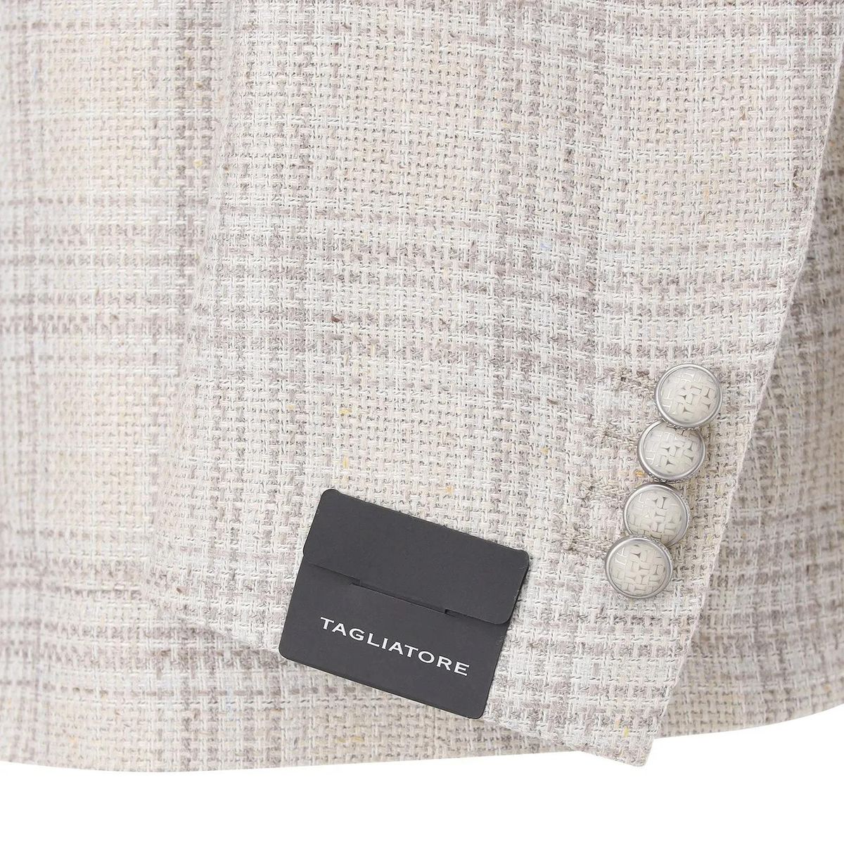 Beige karierter Blazer aus Wollmischung