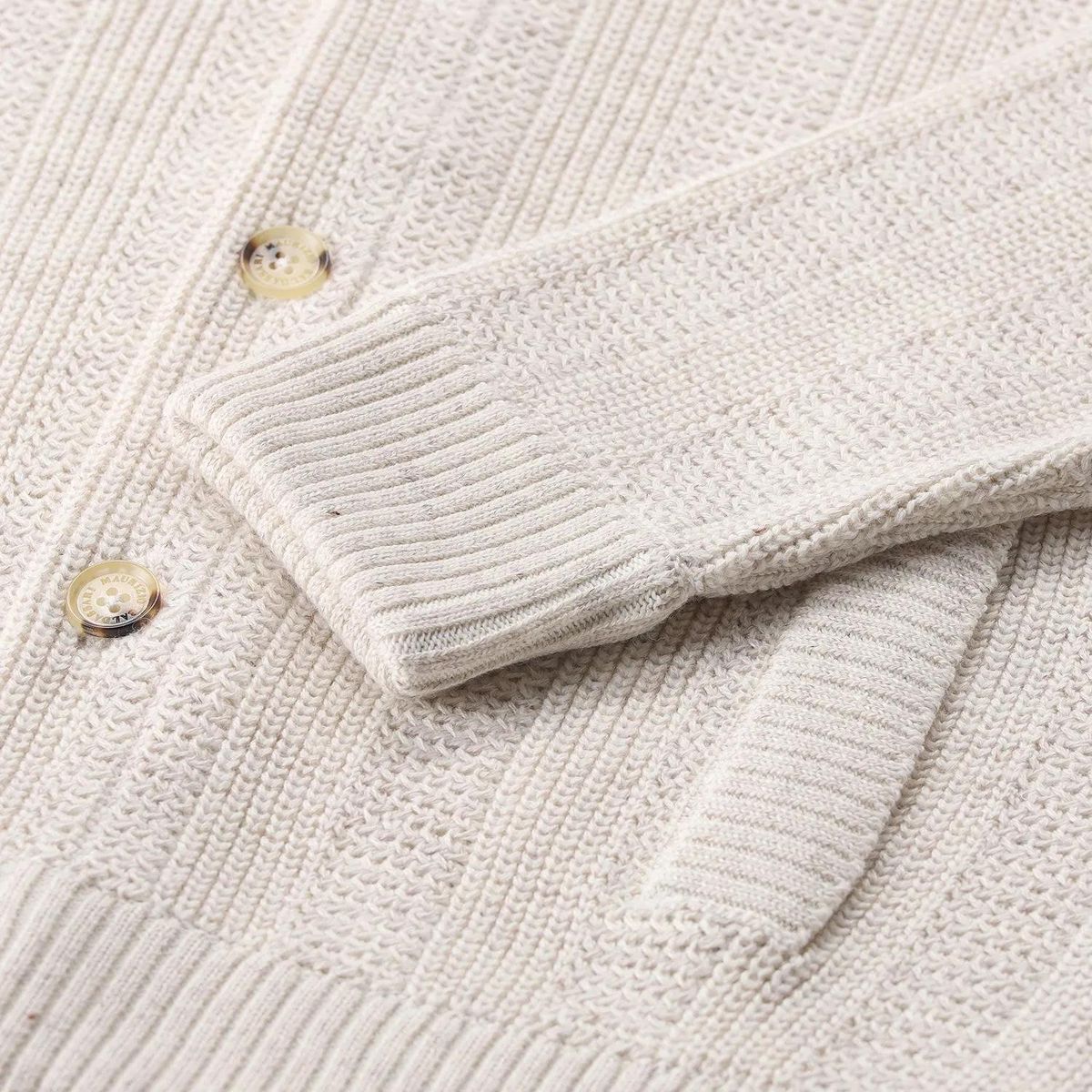 Strickjacke aus Leinengemisch mit Kragen