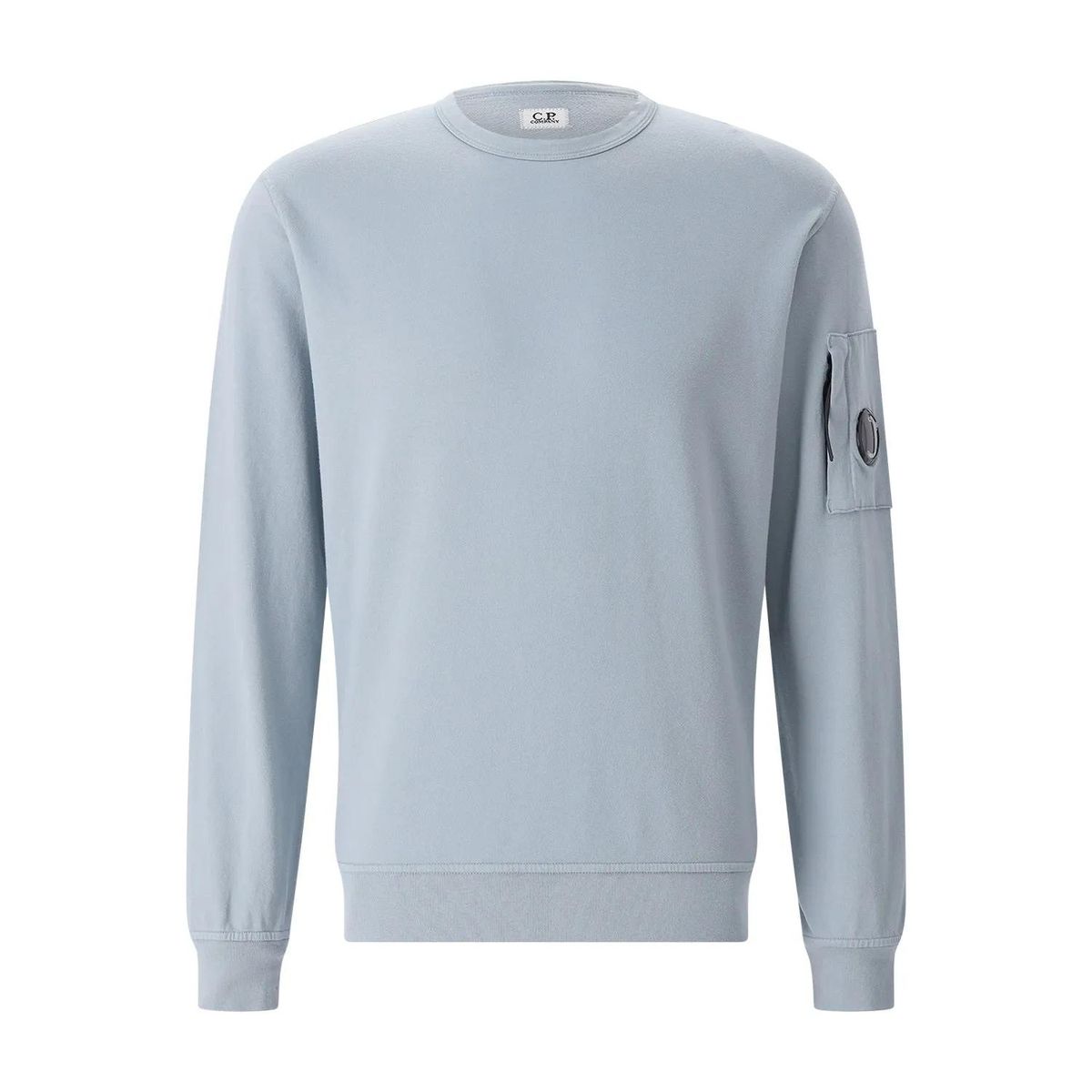 Hellblaues Baumwoll-Sweatshirt mit Rundhalsausschnitt