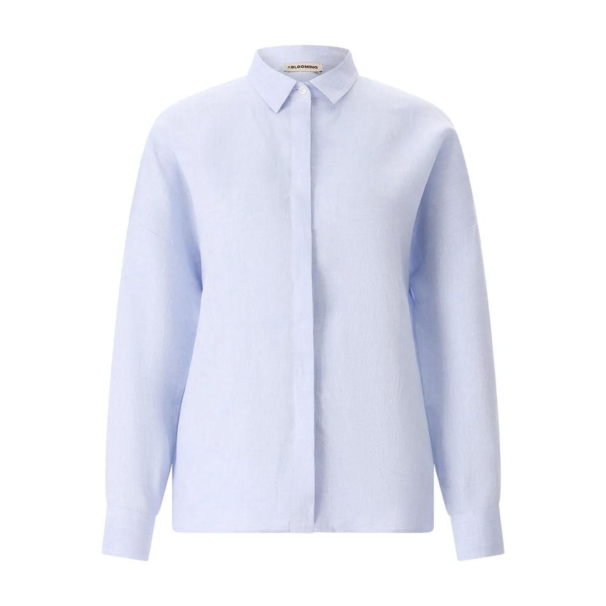 Hellblaues Leinenhemd mit Knopfleiste