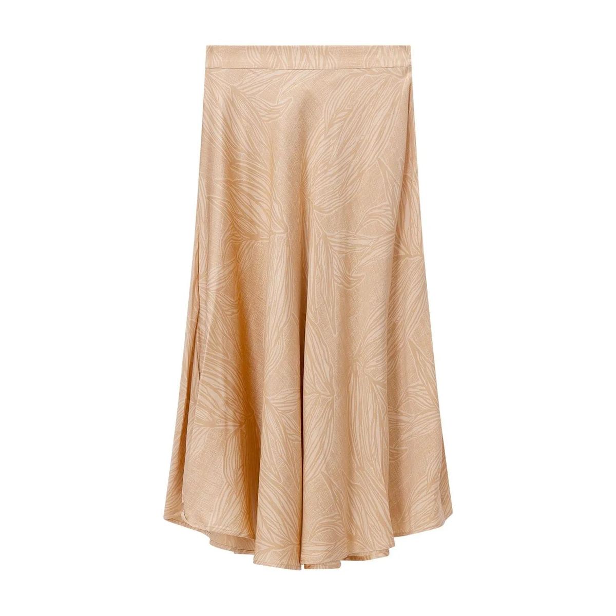 Eleganter Seiden-Midirock mit Blattmuster