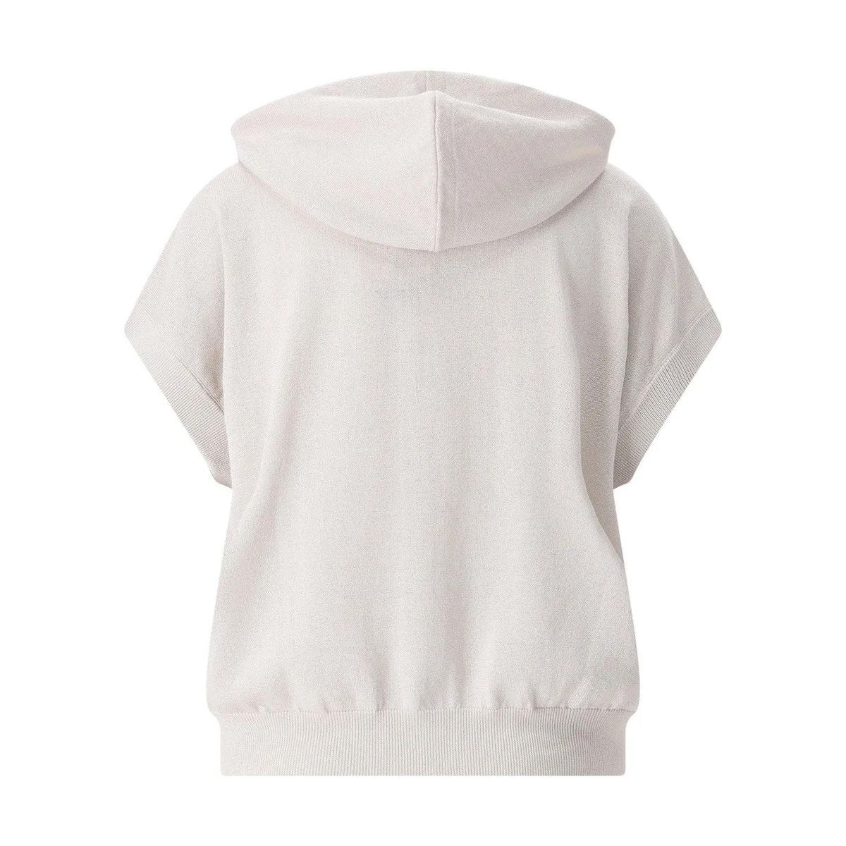 Kurzarm-Strickjacke mit Kapuze und Reißverschluss