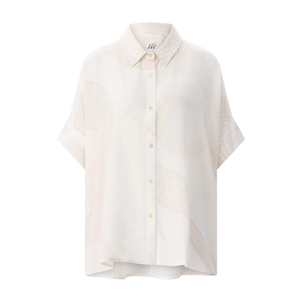 Seidenbluse mit kurzen Ärmeln und Knopfleiste