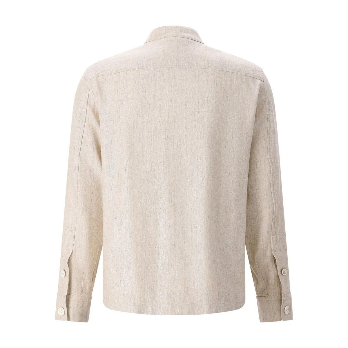 Overshirt mit Stehkragen aus Leinenmischung