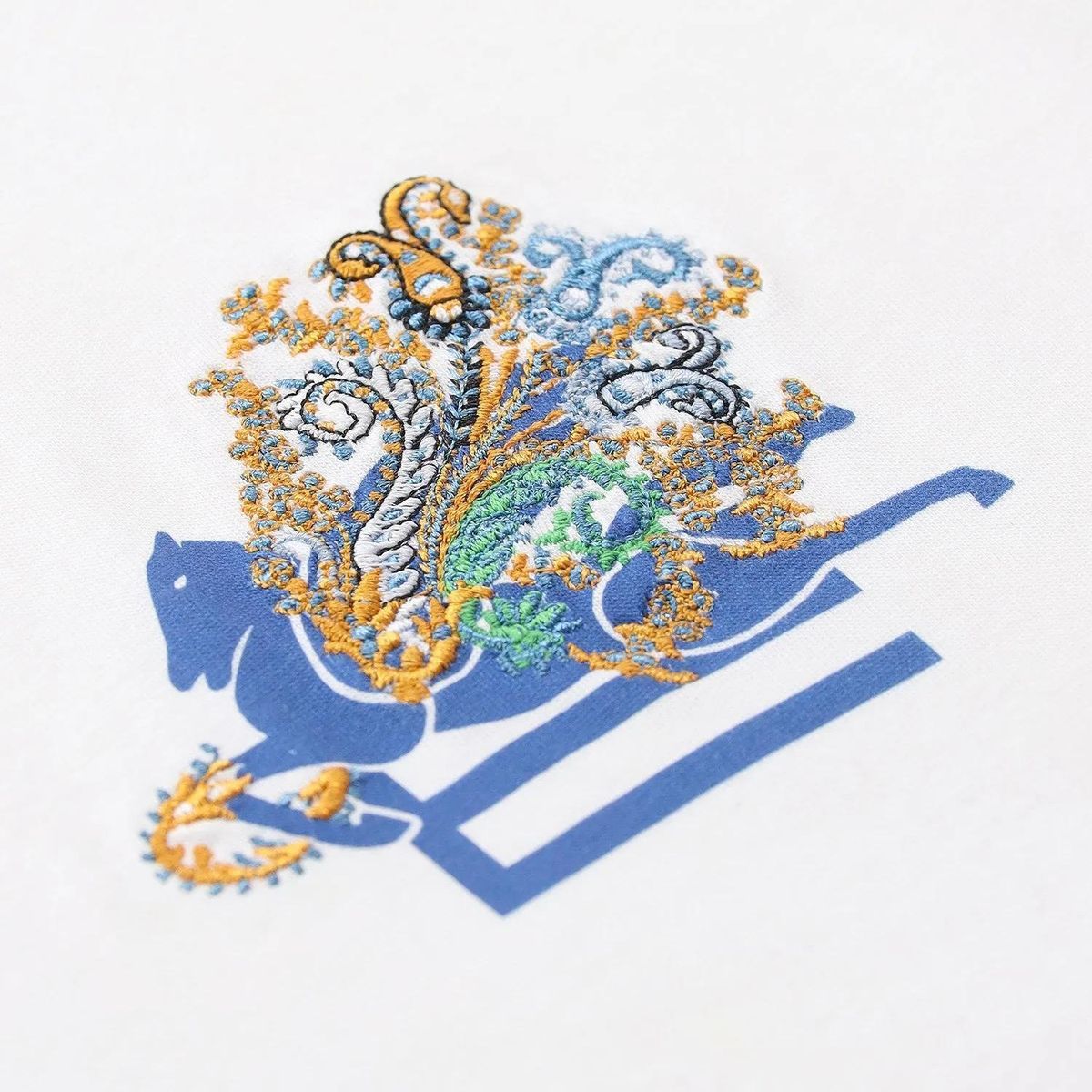 T-Shirt aus Baumwolle mit Pegaso-Stickerei