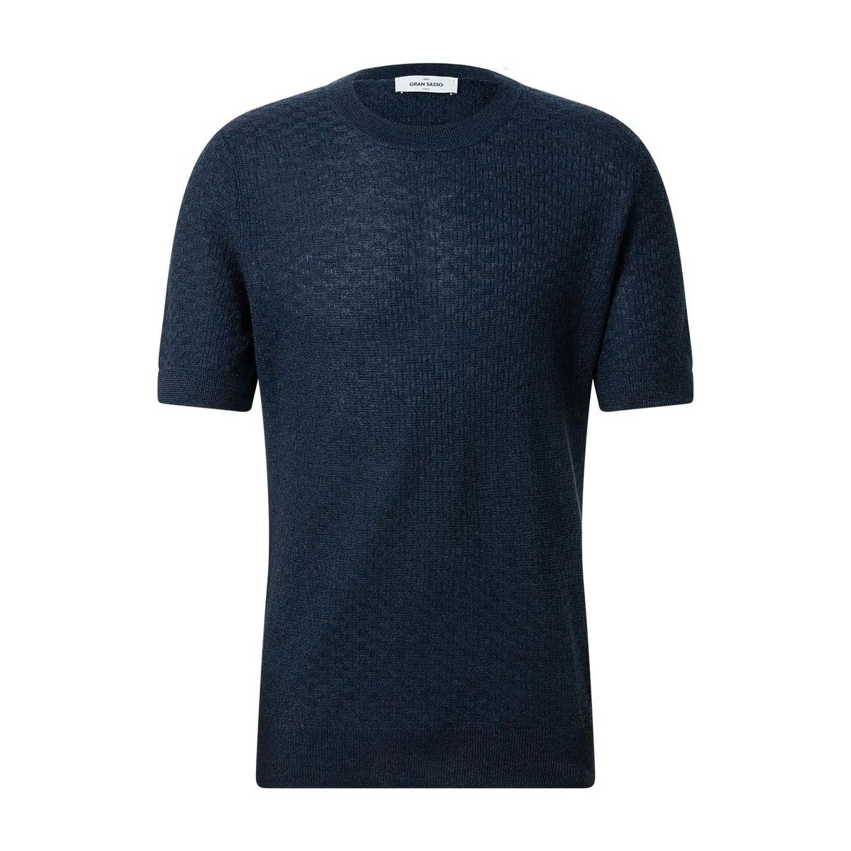 Kurzarmshirt aus strukturiertem Leinenmischgewebe