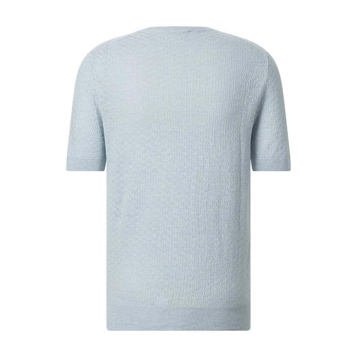 Kurzarmshirt aus strukturiertem Leinenmischgewebe