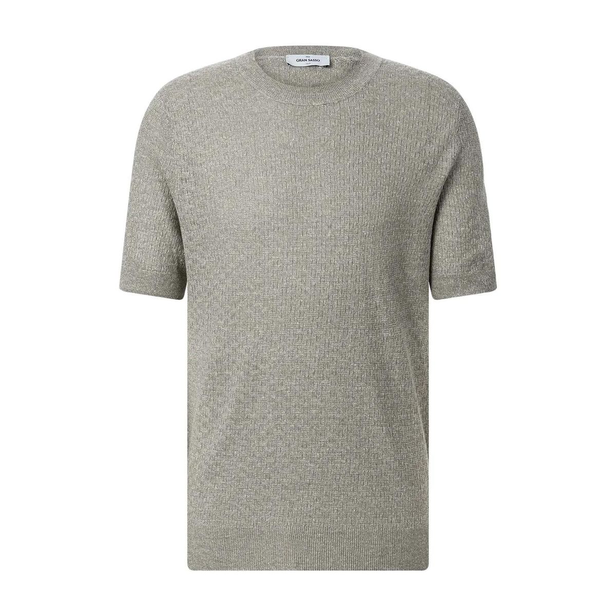 Kurzarmshirt aus strukturiertem Leinenmischgewebe